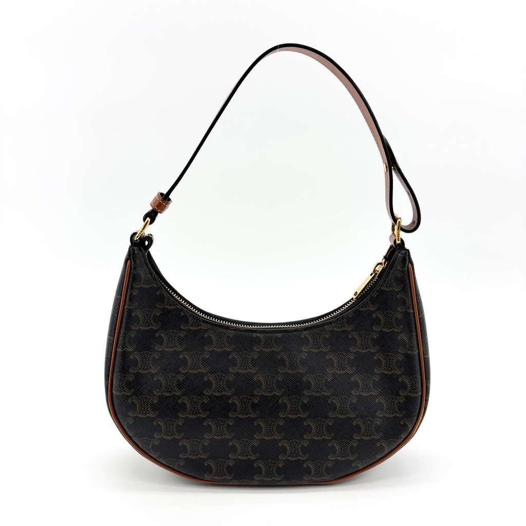 Celine Ava Bag Triomphe Canvas Calfskin Tan Black Canvas Very good - Inside View