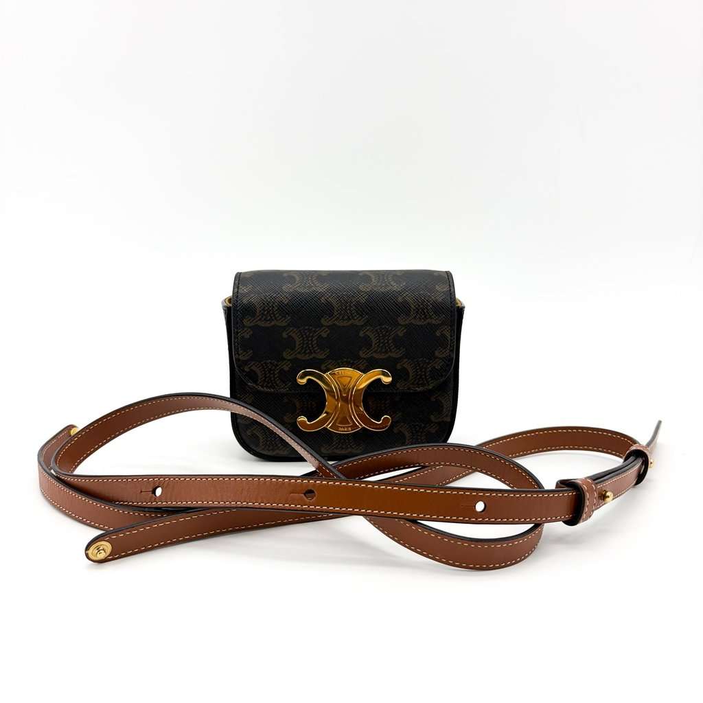 Celine Tin Trionf Bag Trionf Canvas & Calfskin Tan Brown Canvas Very good - Back View