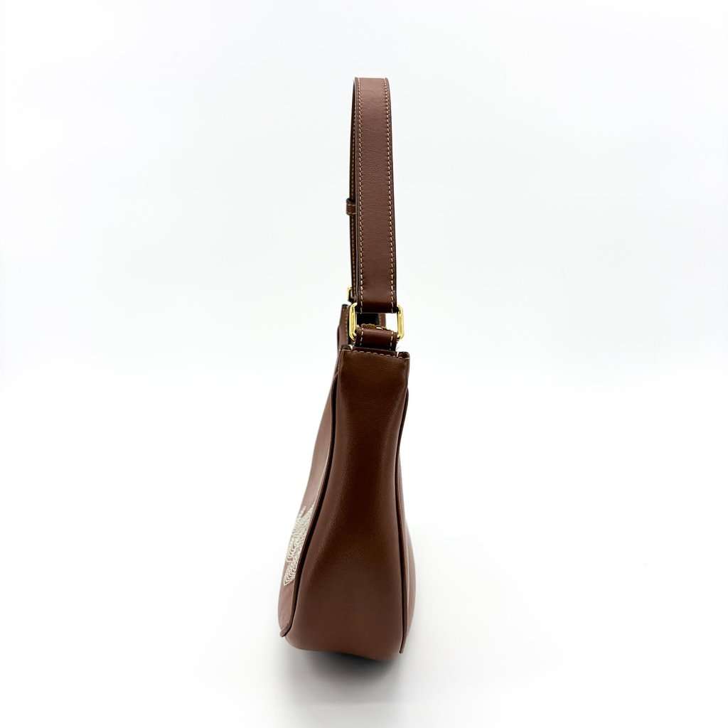 Celine Medium Ava Bag Tan Smooth Calfskin White Triomphe Embroidery Brown Leather Very good - Inside View
