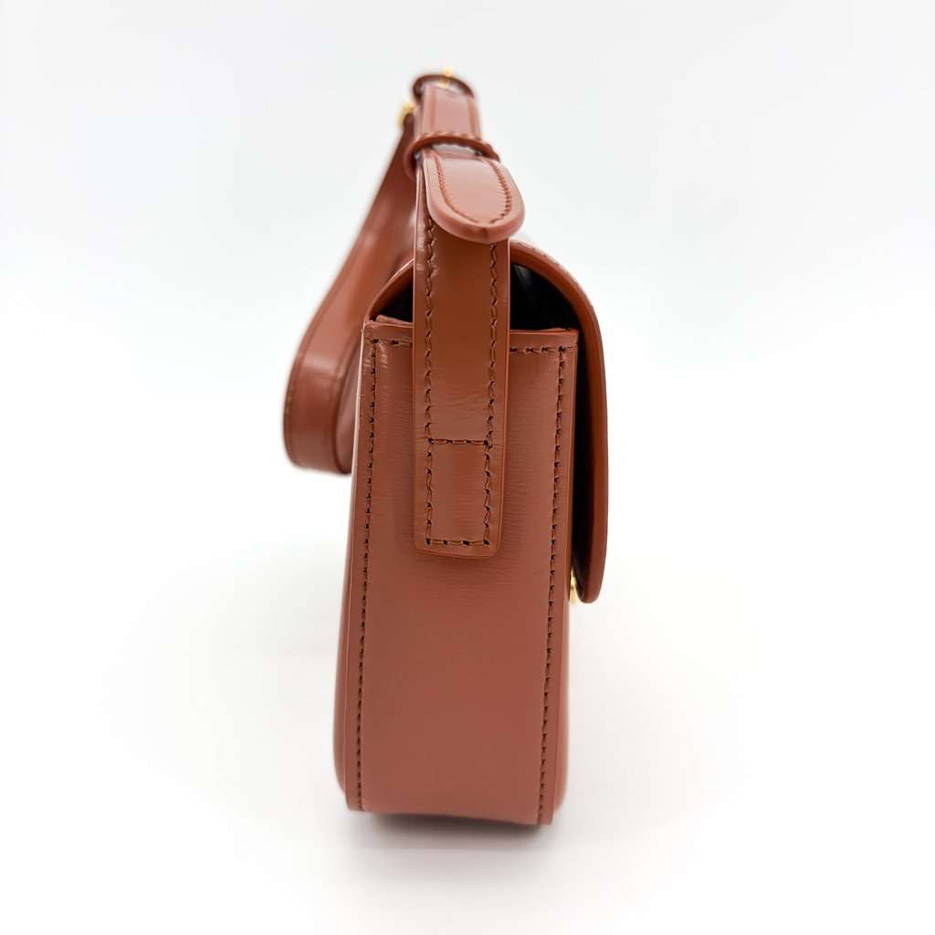 Celine Classic Triomphe Bag Shiny Calfskin Tan Brown Leather Very good - Box View