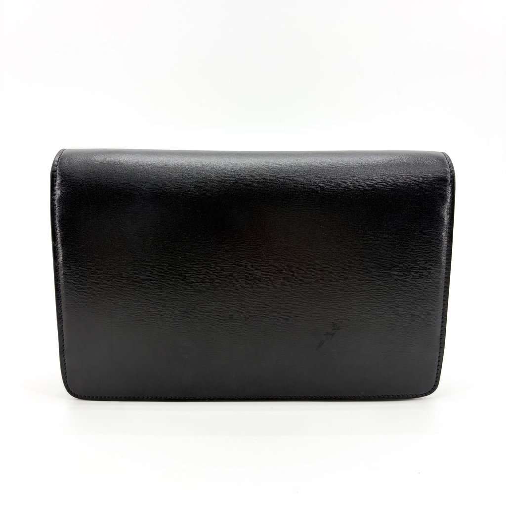 Celine Triomphe Shiny Calfskin Clutch Black Black Leather Very good - Inside View