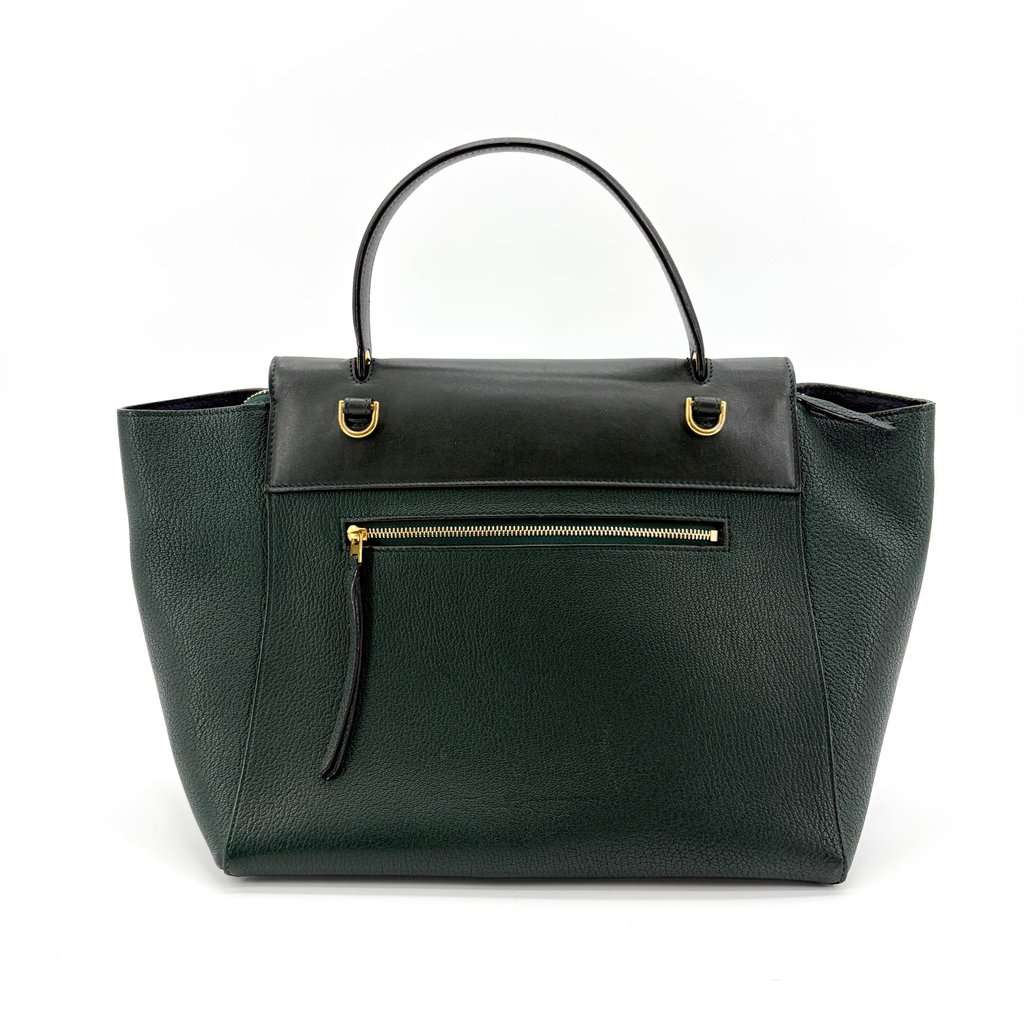 Celine Micro Belt Bag Amazon Green & Black Black Leather Good - Back View