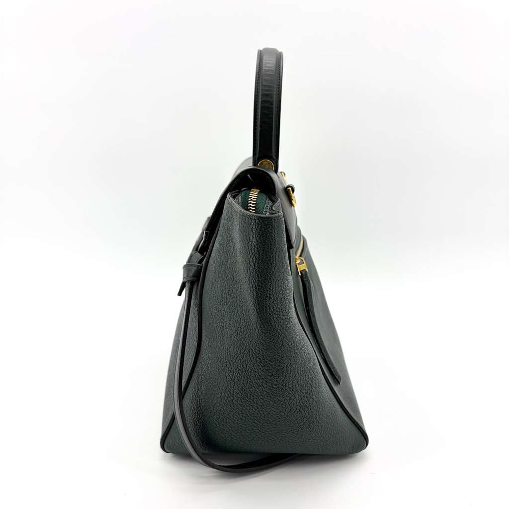 Celine Micro Belt Bag Amazon Green & Black Black Leather Good - Inside View
