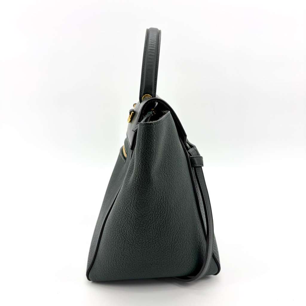 Celine Micro Belt Bag Amazon Green & Black Black Leather Good - Model View