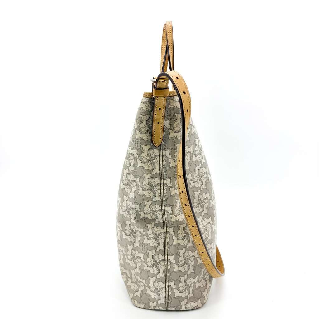 Celine C Macadam Sulky Canvas Tote Bag White Gray Beige Canvas Good - Model View