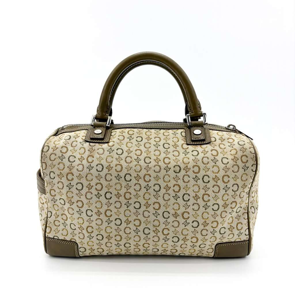Celine Macadam Jacquard Boston Bag Brown Beige Jacquard Good - Back View