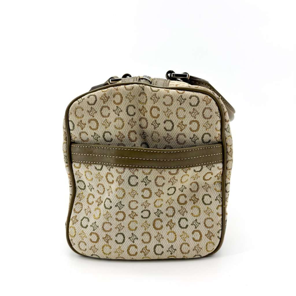 Celine Macadam Jacquard Boston Bag Brown Beige Jacquard Good - Model View