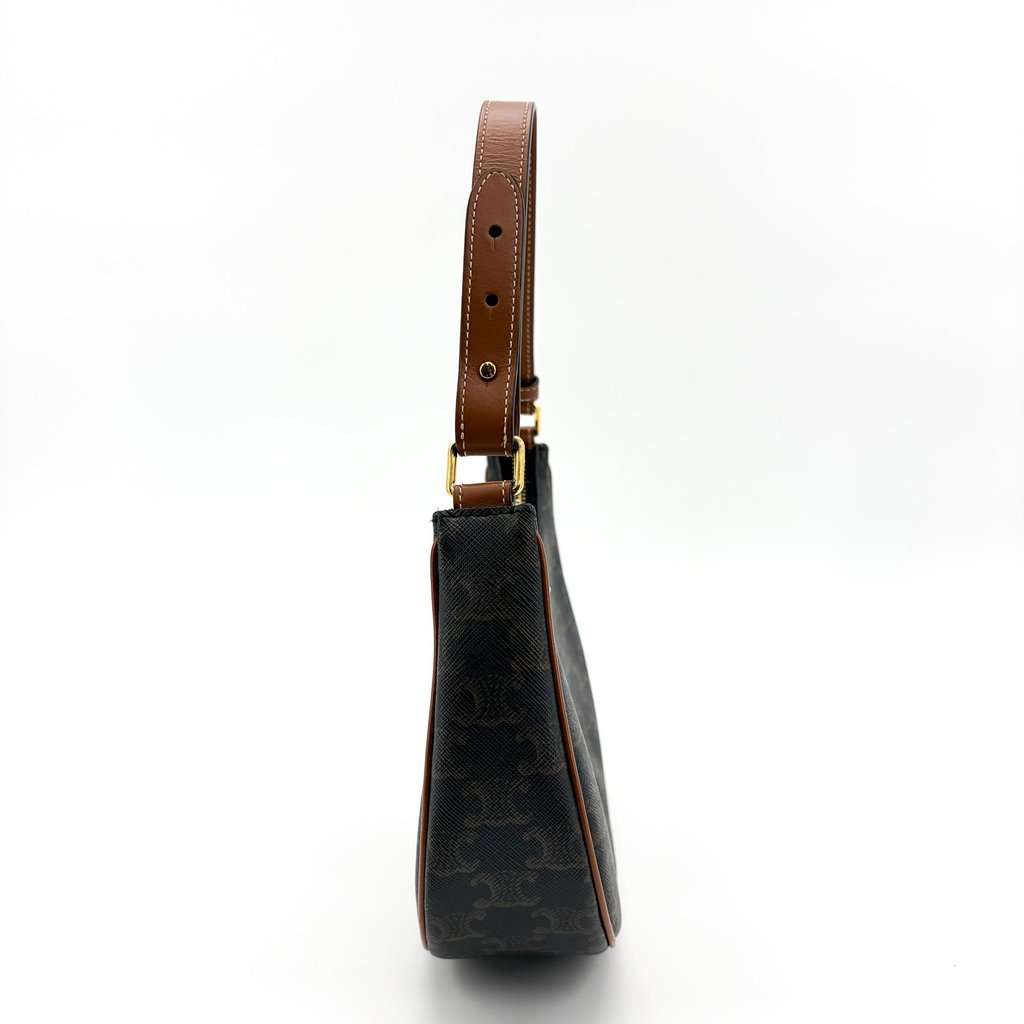 Celine Medium Ava Bag Triomphe Canvas Tan Black Canvas Very good - Inside View
