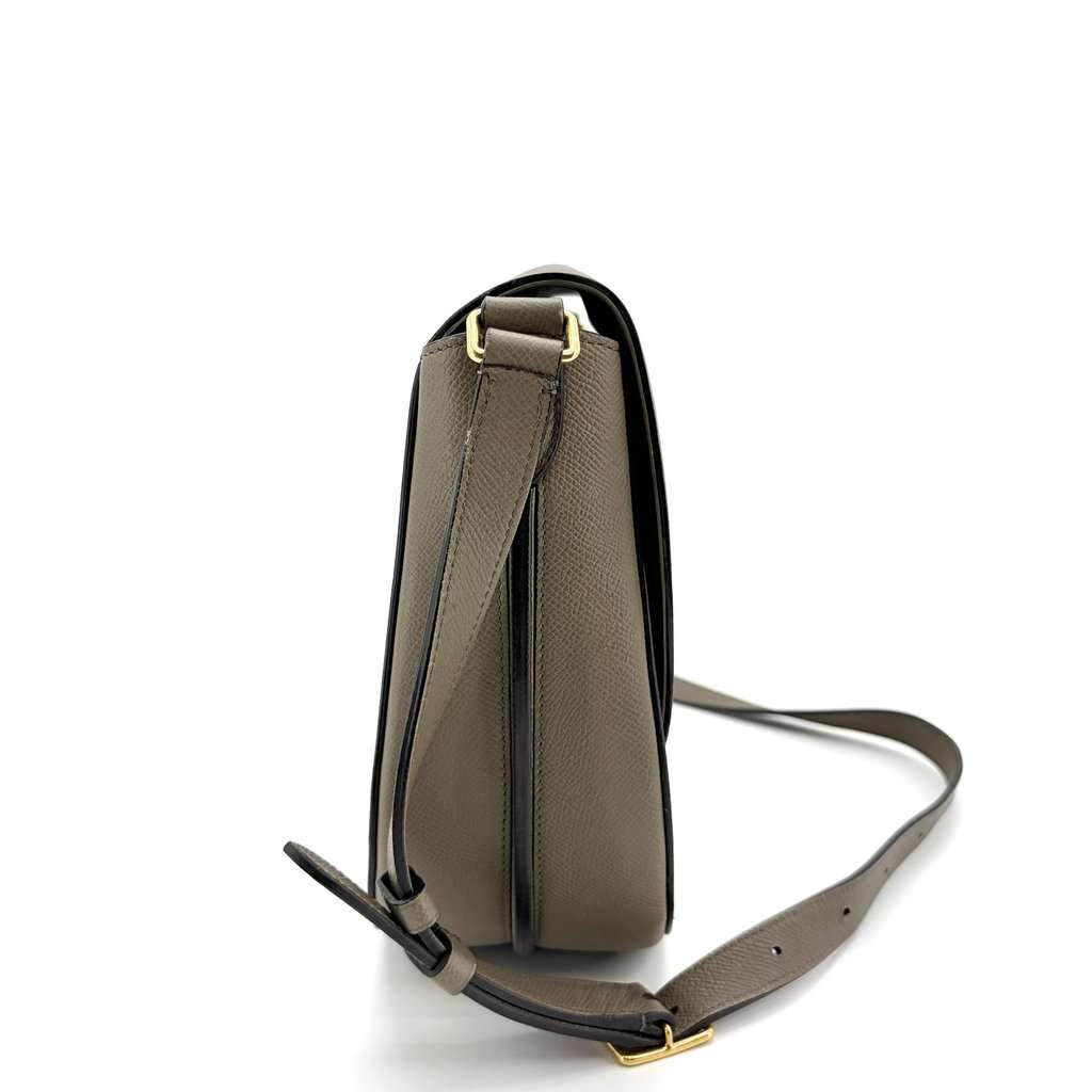 Celine Medium Trotter Shoulder Bag Grained Calfskin Taupe MultiColor Leather Good - Model View