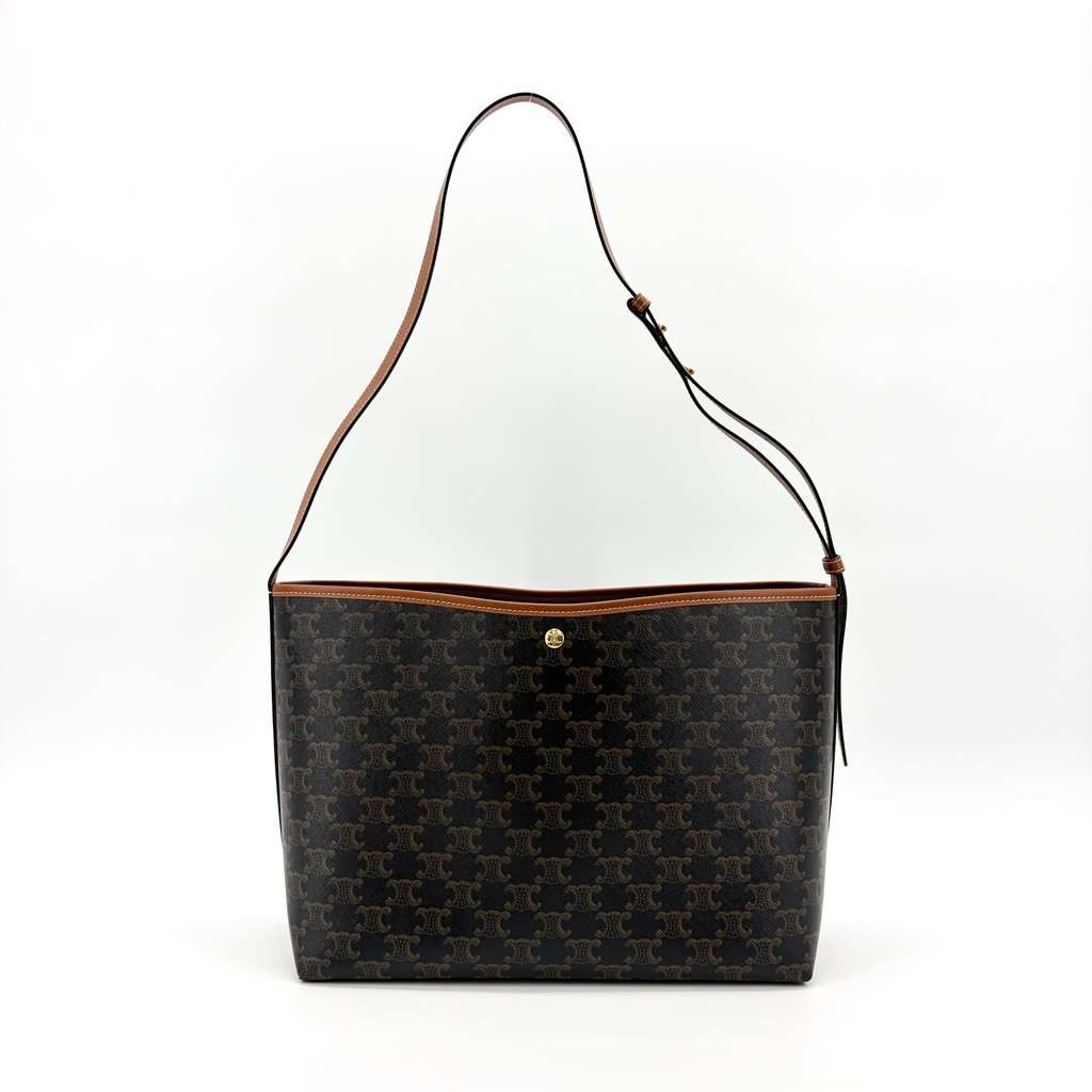 Celine Medium Bucket Bag Trionf Canvas and Calfskin Tan Black Canvas Very good - Inside View