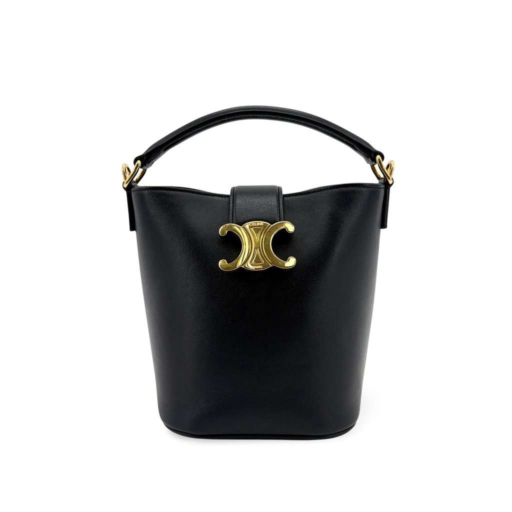 Celine Small Bucket Trionf Shiny Calfskin Black Black Leather Very good - Front View