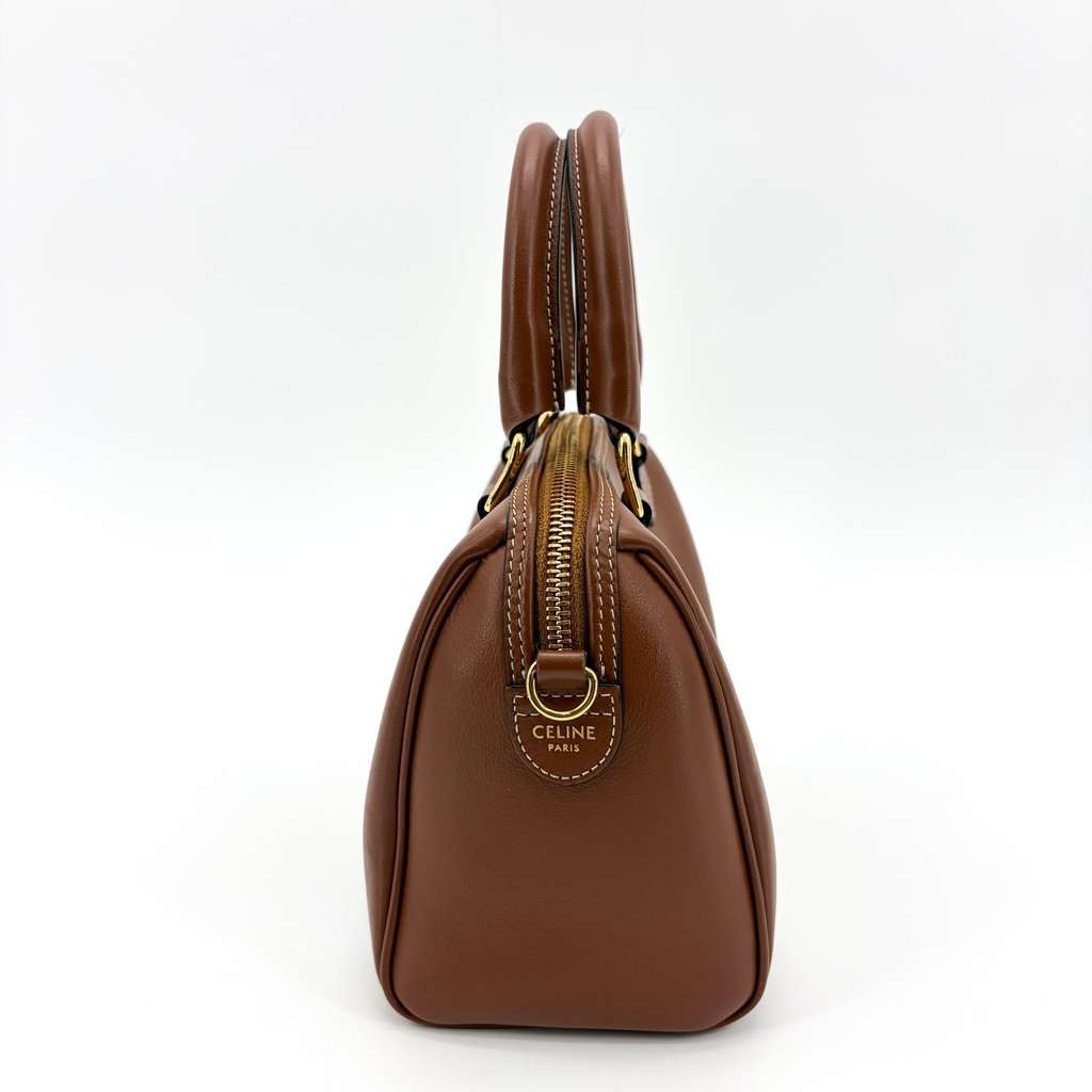 Celine Small Boston Bag Smooth Calfskin Cuir Triomphe Tan Brown Leather Very good - Box View
