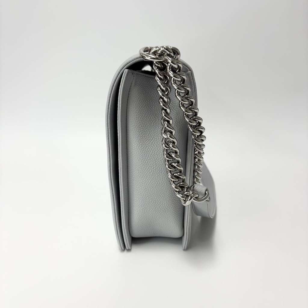 Chanel Boy Bag Caviar Silver Hardware Large Beige Leather Good - Box View
