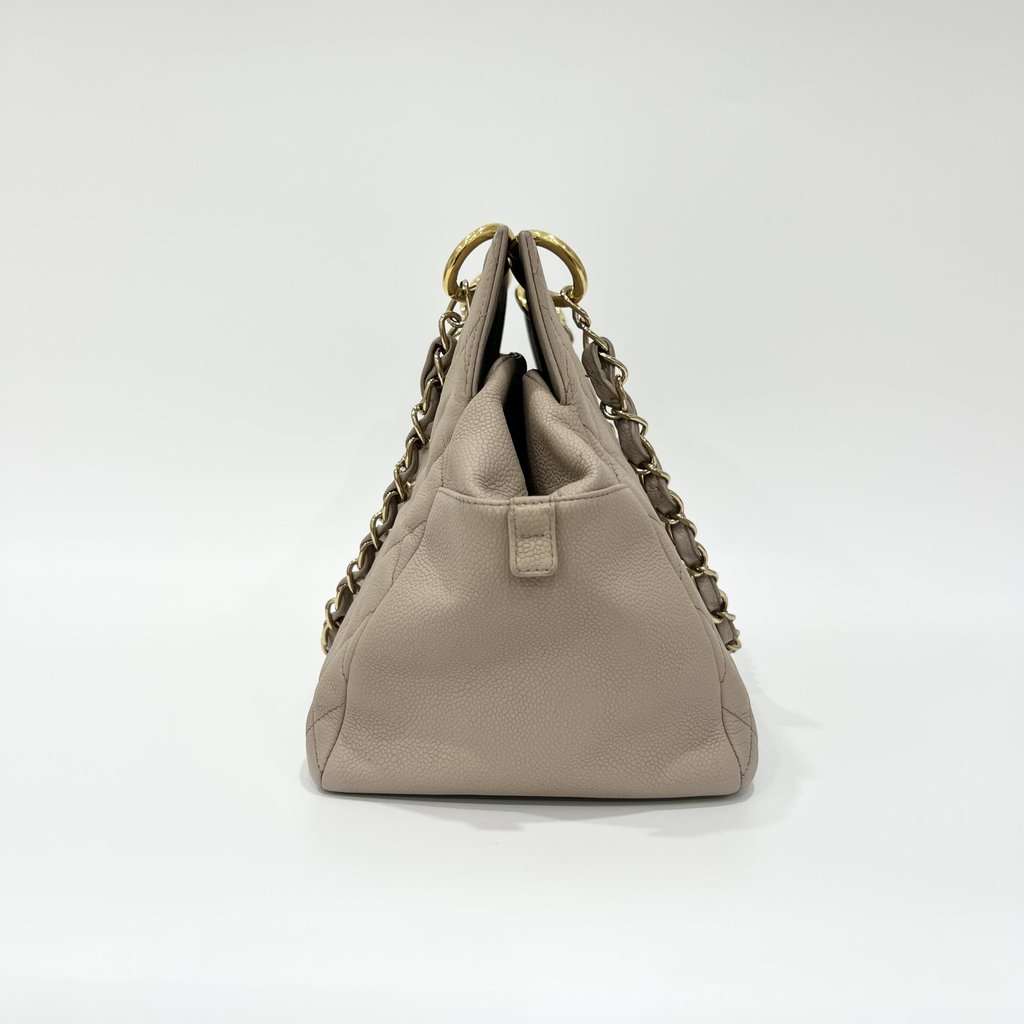 Chanel Caviar Square Bag Large Beige Leather Good - Inside View
