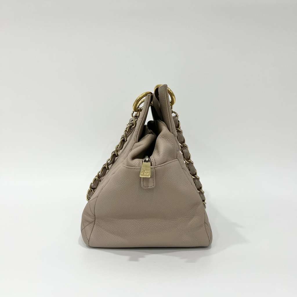 Chanel Caviar Square Bag Large Beige Leather Good - Model View