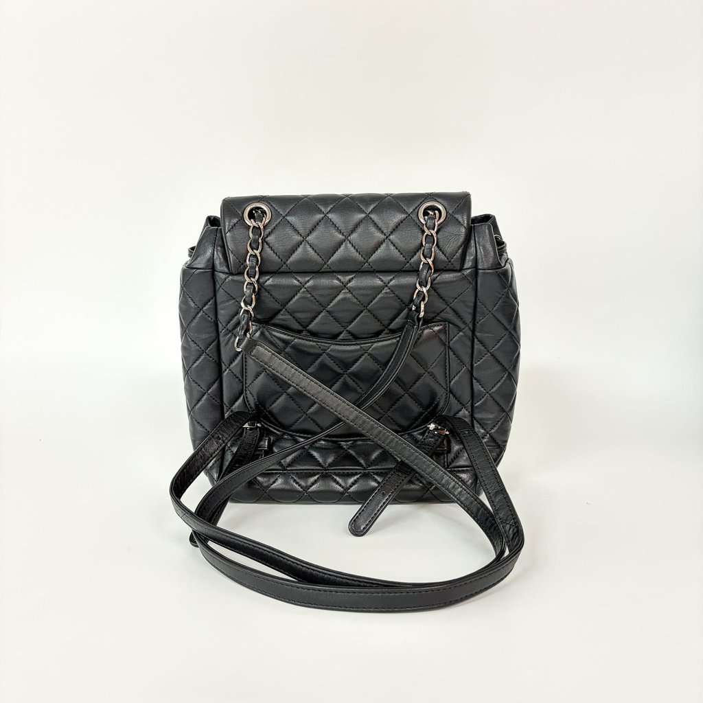 Chanel Urban Spirit Silver Hardware Lambskin Backpack Black Leather Very good - Inside View
