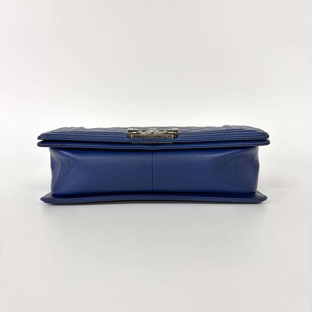 Chanel Boy Bag Large Blue Calfskin Silver Hardware Shoulder Bag Series 23 Blue Leather Good - Box View