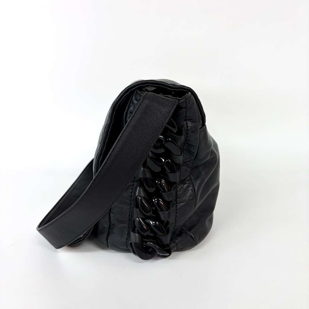 Chanel Timeless CC Crumpled Calfskin Messenger Bag Black Black Leather Good - Inside View