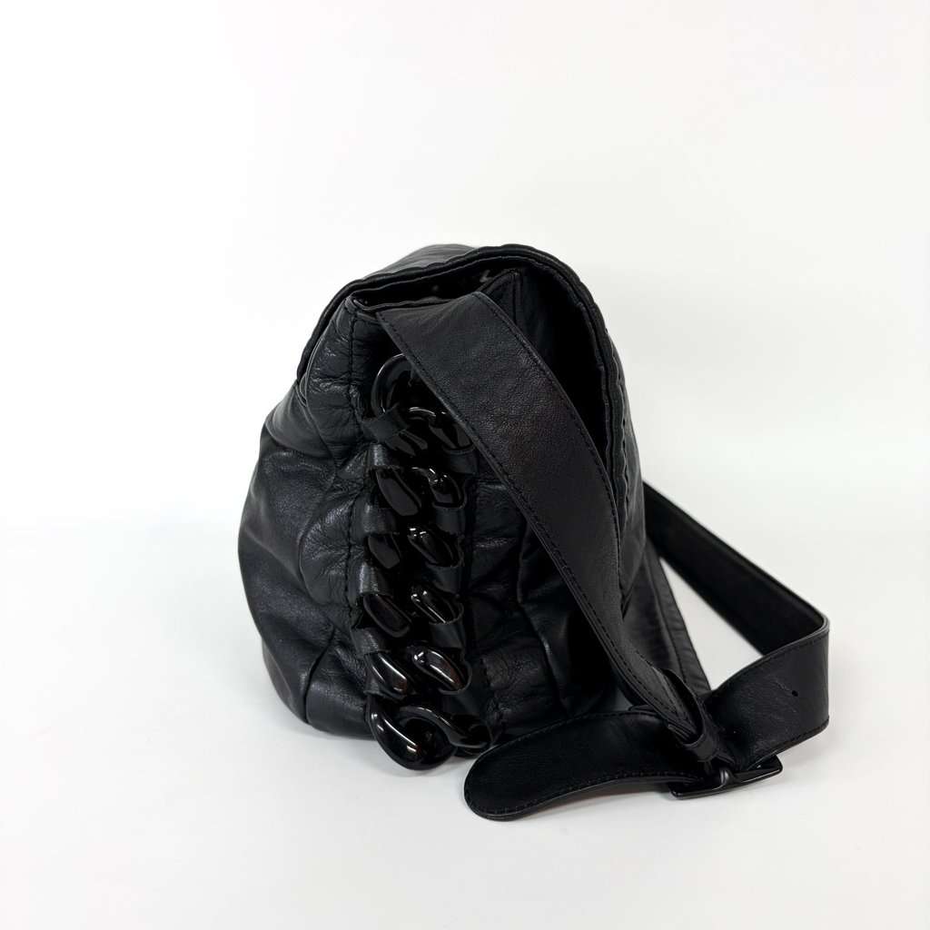 Chanel Timeless CC Crumpled Calfskin Messenger Bag Black Black Leather Good - Model View
