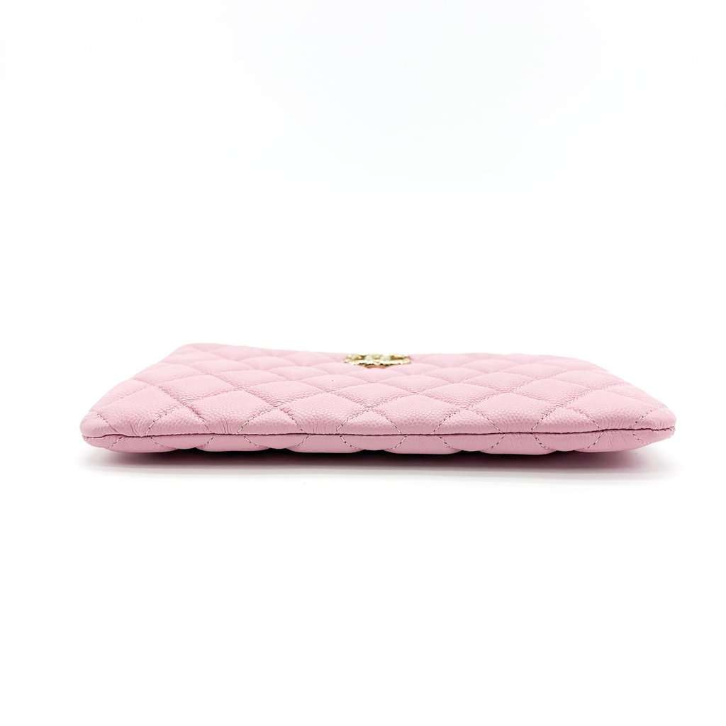 Chanel Classic New Medium Pouch Caviar Gold Hardware Pink MultiColor Leather Good - Box View