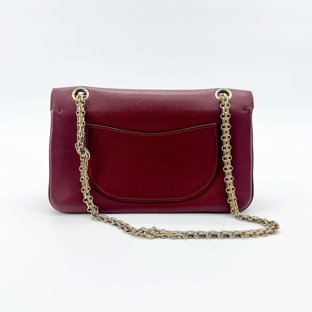 Chanel 2.55 Reissue Flap Bag 225 Burgundy Gold Hardware MultiColor Leather Good - Back View