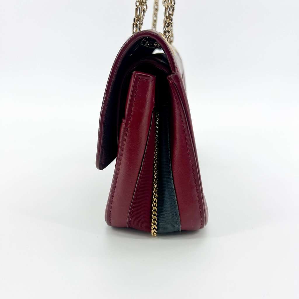 Chanel 2.55 Reissue Flap Bag 225 Burgundy Gold Hardware MultiColor Leather Good - Model View