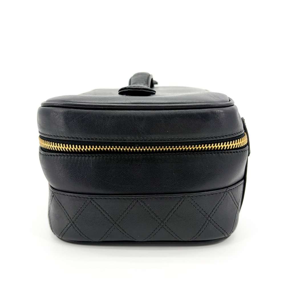 Chanel Vintage Lambskin Vanity Case Black with Gold Hardware MultiColor Leather Good - Inside View