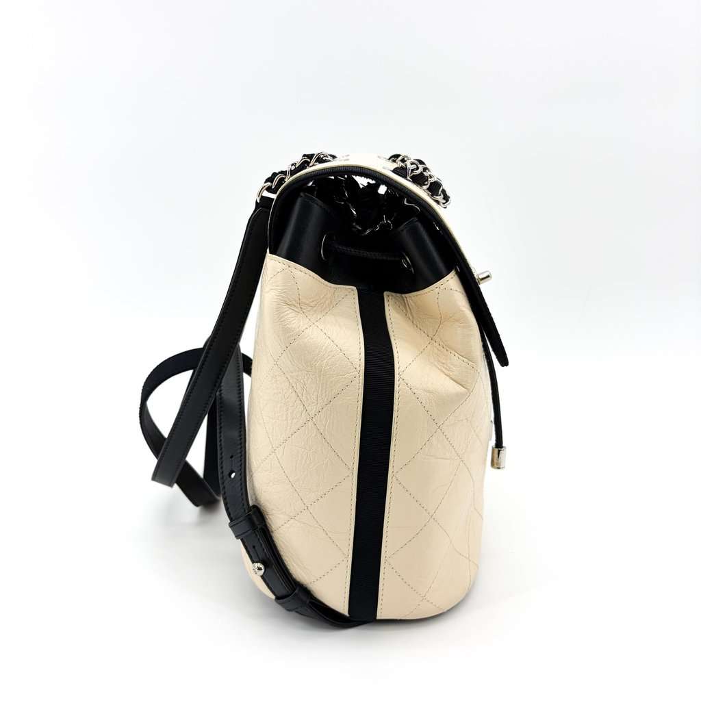 Chanel Urban Spirit Backpack Small Ivory Silver Black Leather Very good - Box View