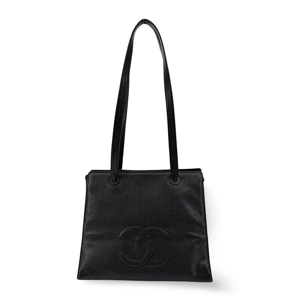 Chanel Vintage Caviar Skin Shoulder Bag Black Black Leather Very good - Front View
