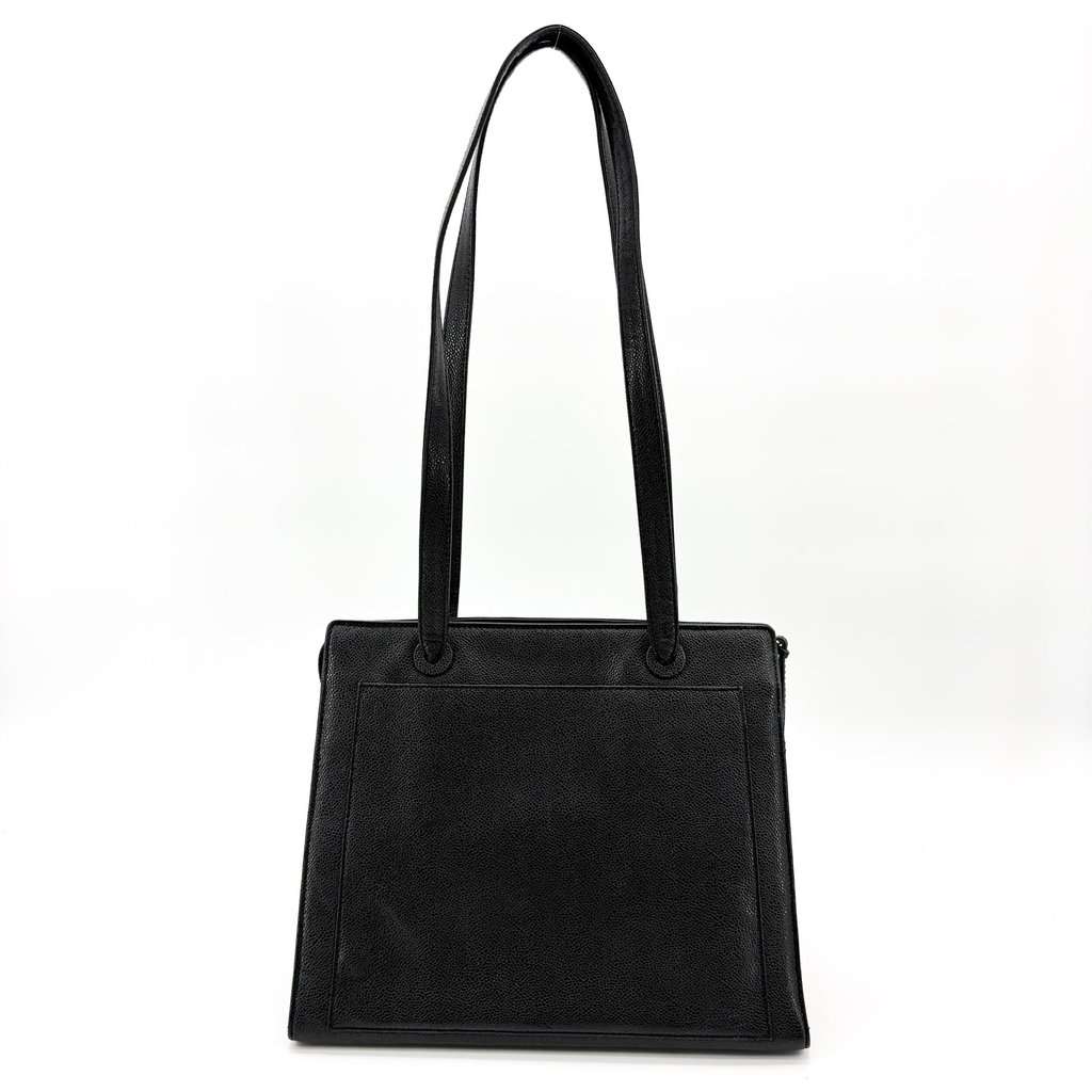 Chanel Vintage Caviar Skin Shoulder Bag Black Black Leather Very good - Back View