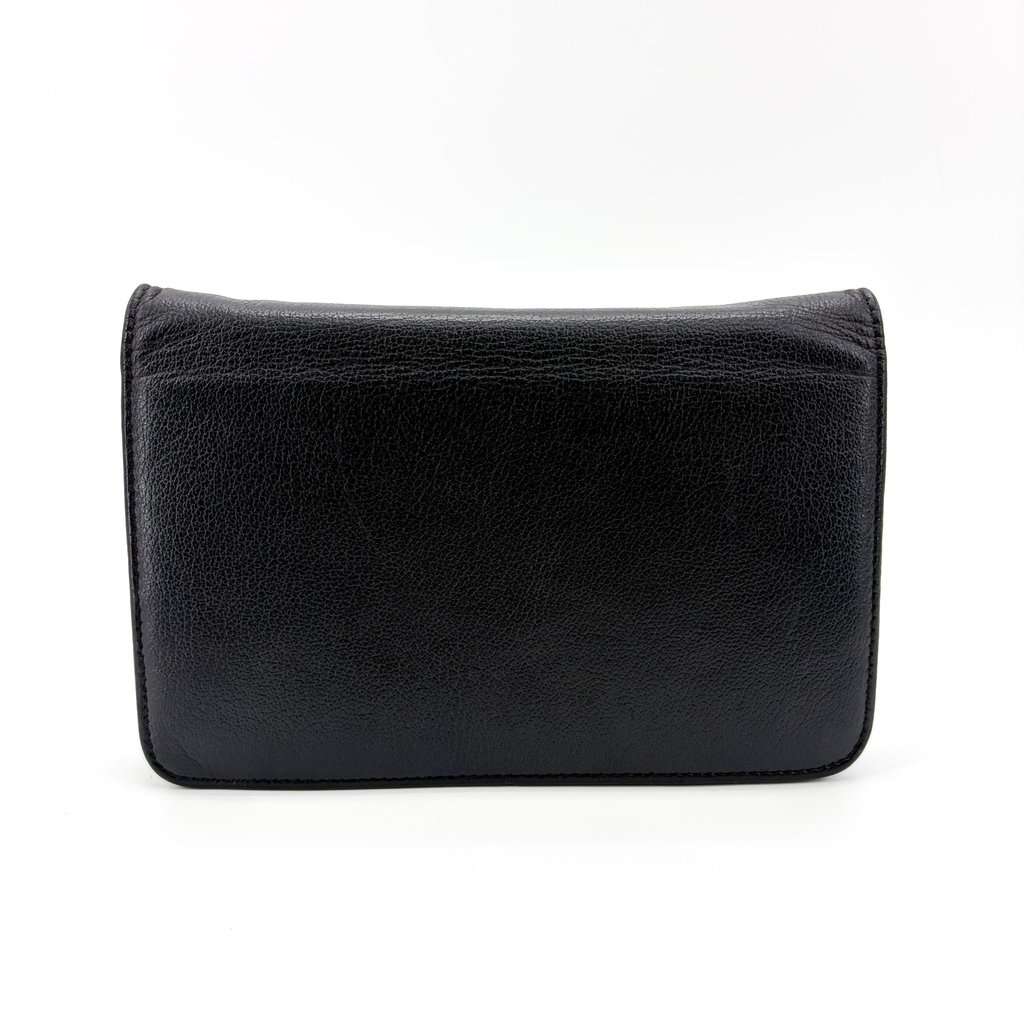 Chanel Camellia Wallet on Chain Black Silver Hardware Black Leather Very good - Back View