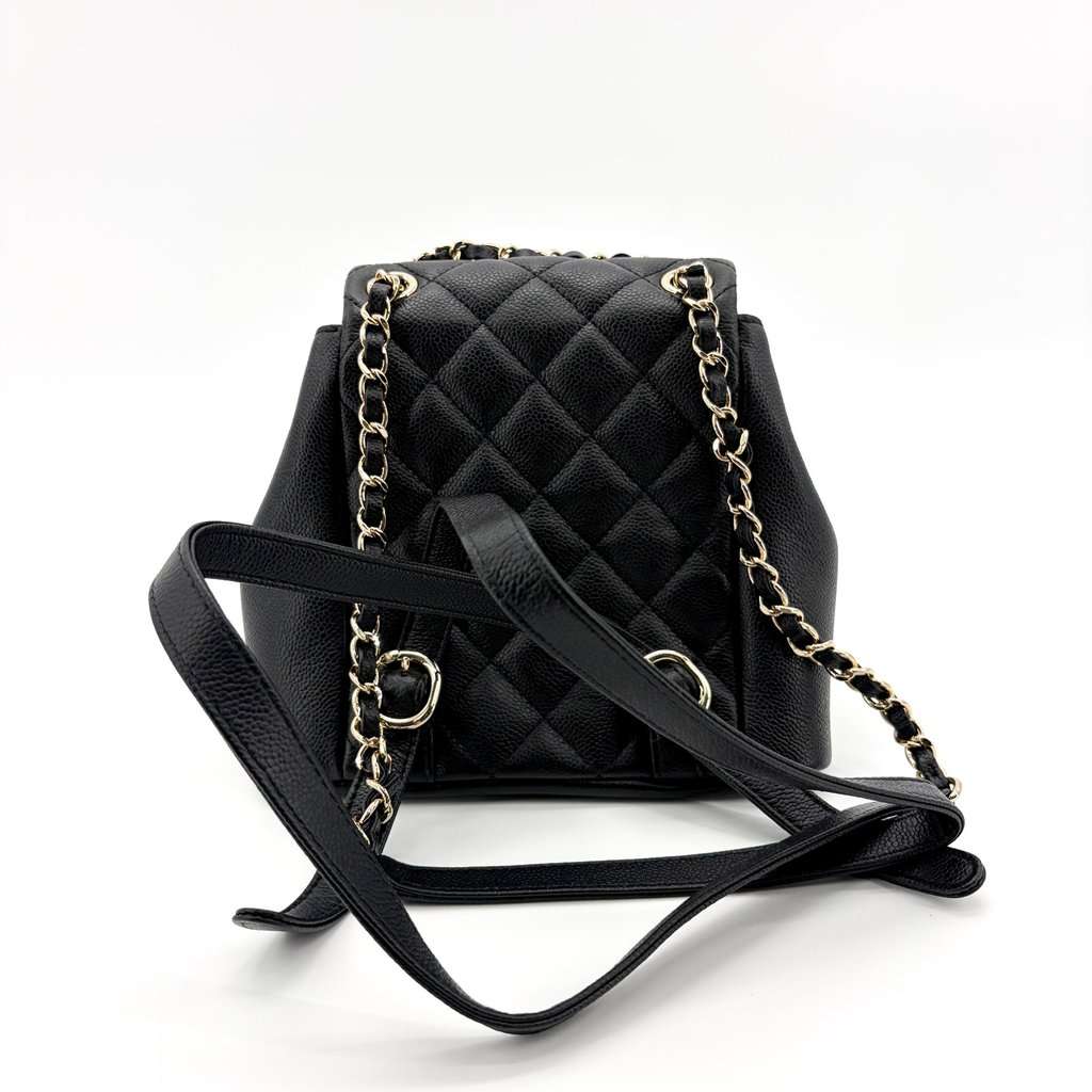 Chanel Caviar Duma Backpack Medium Gold Hardware Black Black Leather Very good - Inside View