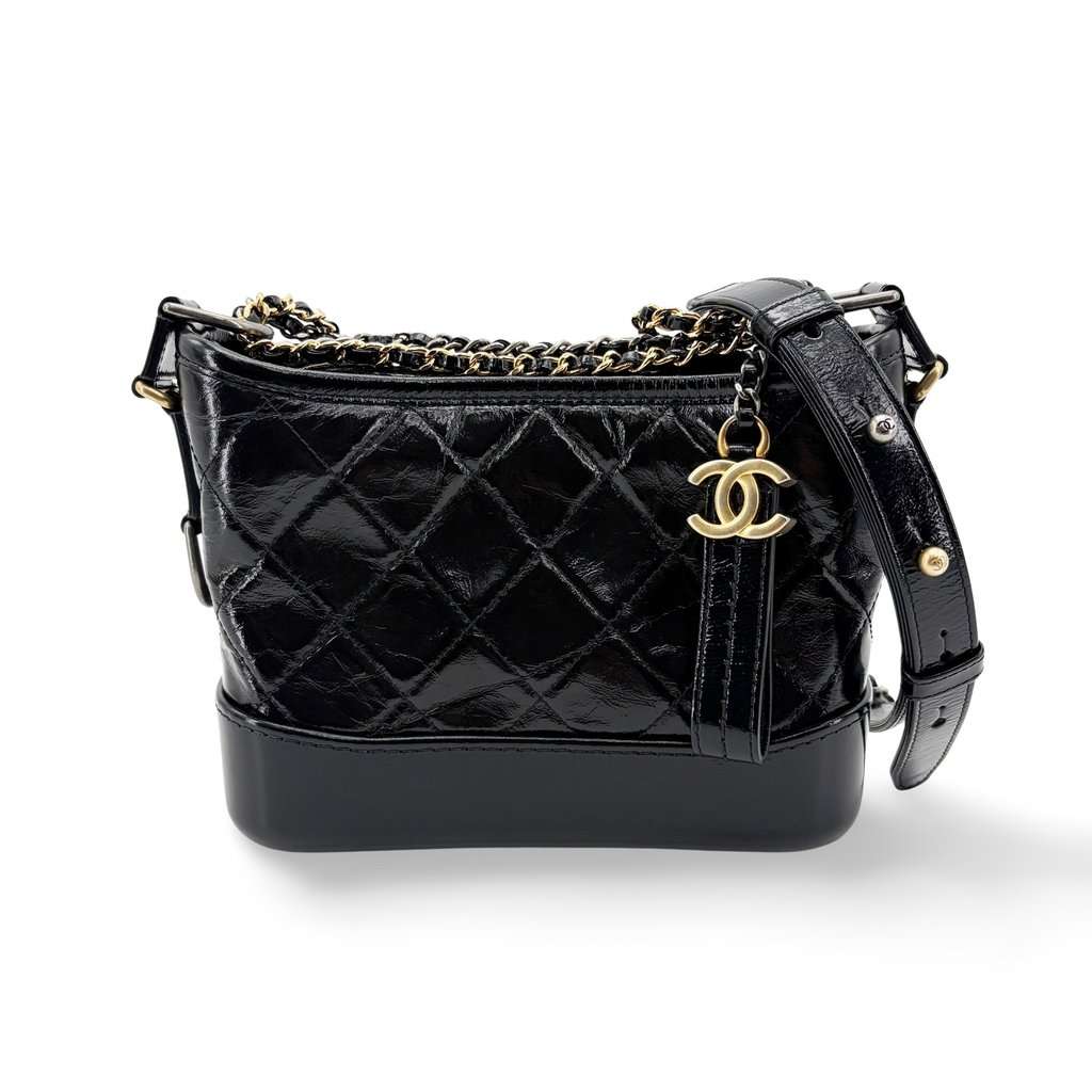 Chanel Small Gabriel Hobo Bag Black Black Leather Very good - Front View