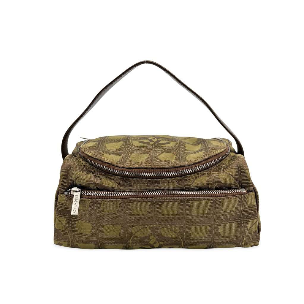 Chanel New Travel Line Vanity Bag Khaki Brown Jacquard Very good - Front View