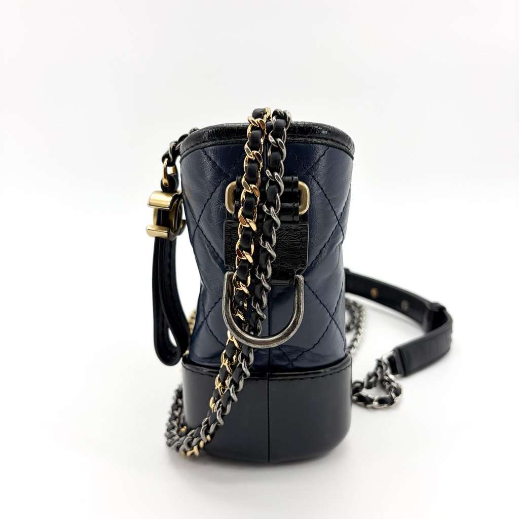 Chanel Gabriel Small Hobo Bag Navy Black Black Leather Very good - Model View