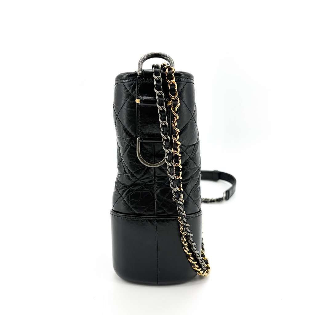 Chanel Gabrielle Medium Hobo Bag Black Vintage Calfskin Gold Hardware Silver Hardware Black Leather Very good - Box View