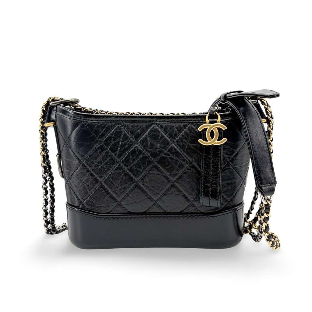 Chanel Gabriel Small Hobo Bag Black Black Leather Very good - Front View