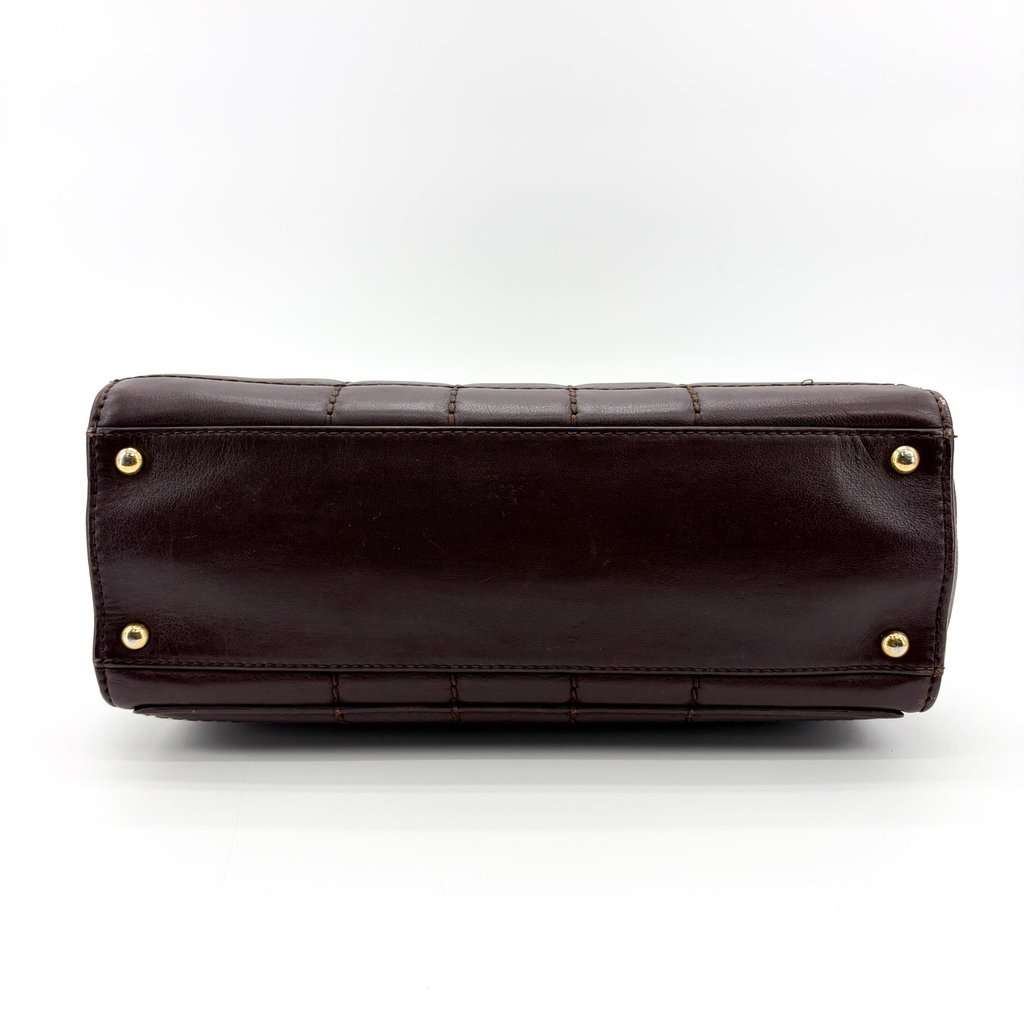 Chanel Chocolate Bar Chain Shoulder Bag Dark Brown Gold Hardware Brown Leather Good - Box View
