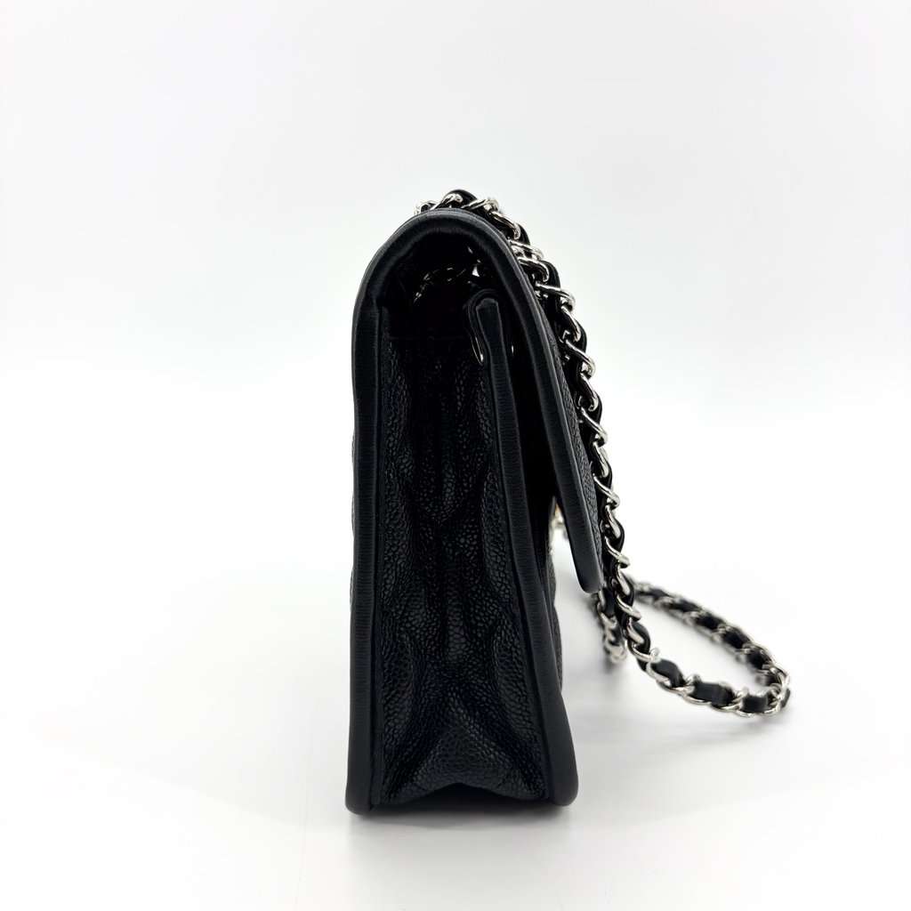 Chanel CC Day Caviar Flap Bag Black Silver Hardware Black Leather Good - Box View