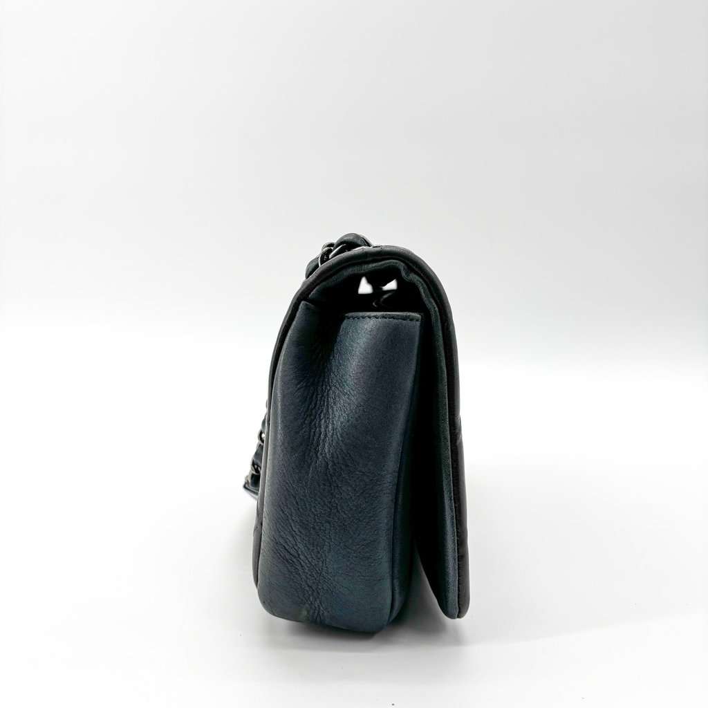 Chanel Vintage Classic Single Flap Bag Medium Lambskin Black Silver Hardware Black Leather Good - Box View