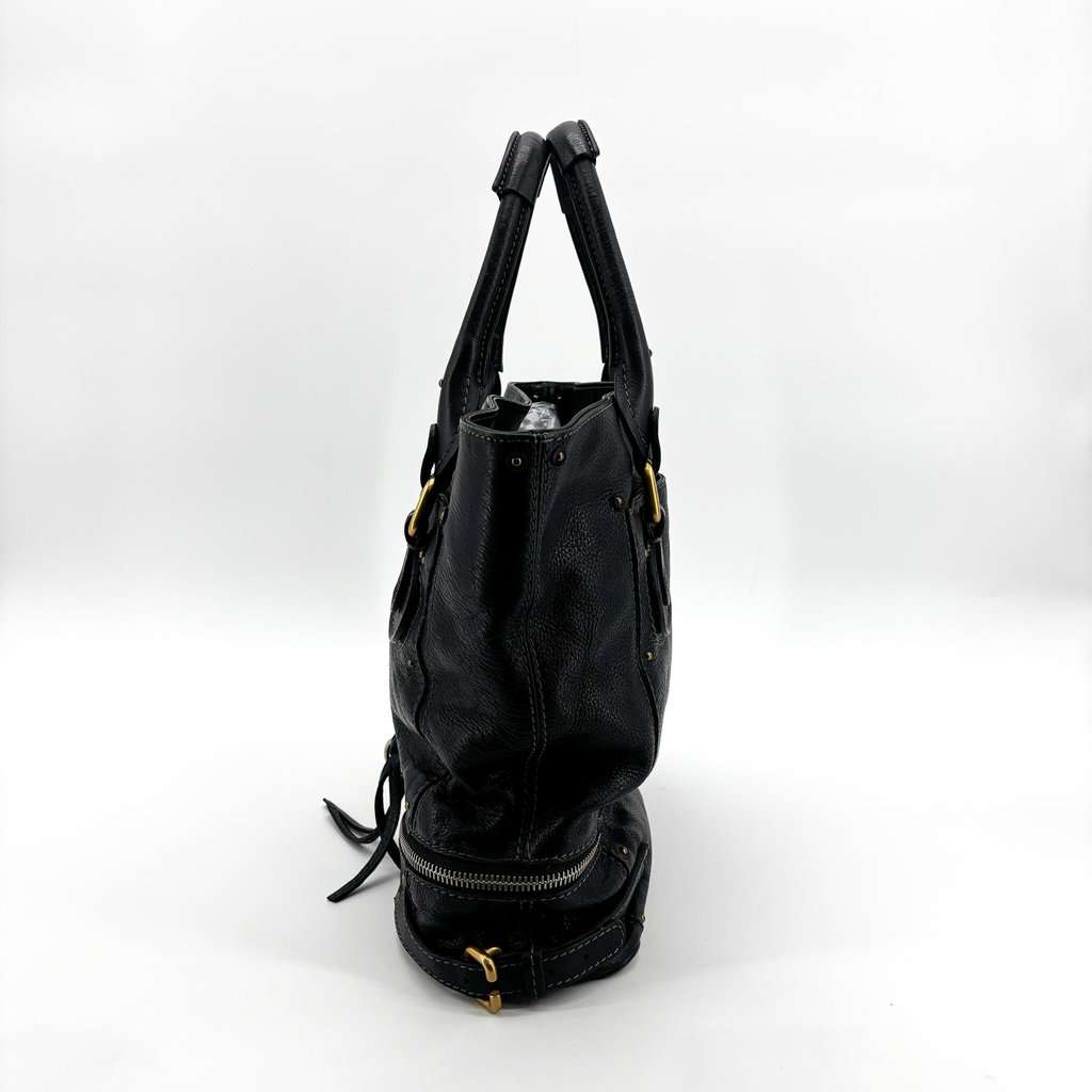 Chloé Bay Tote Bag Black Black Leather Good - Inside View