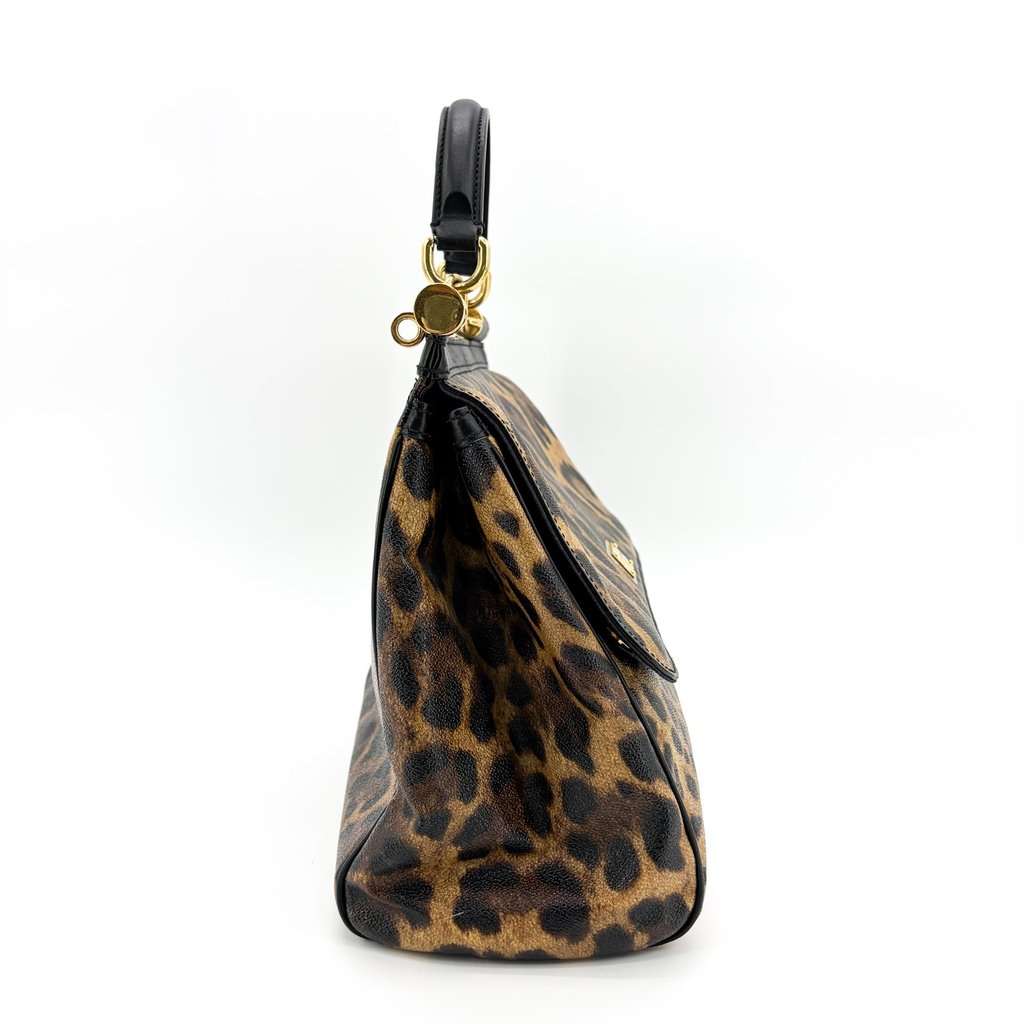 Dolce & Gabbana Sicilian Medium Leopard Print Dauphine Leather Bag MultiColor Leather Good - Box View