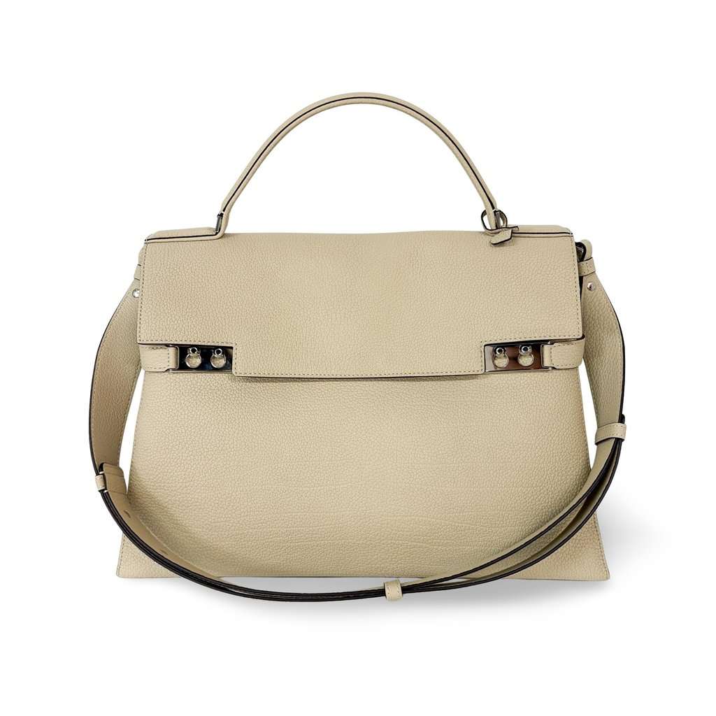 Delvaux Tempet Large Leather Tote Bag Ecru Leather Very good - Front View