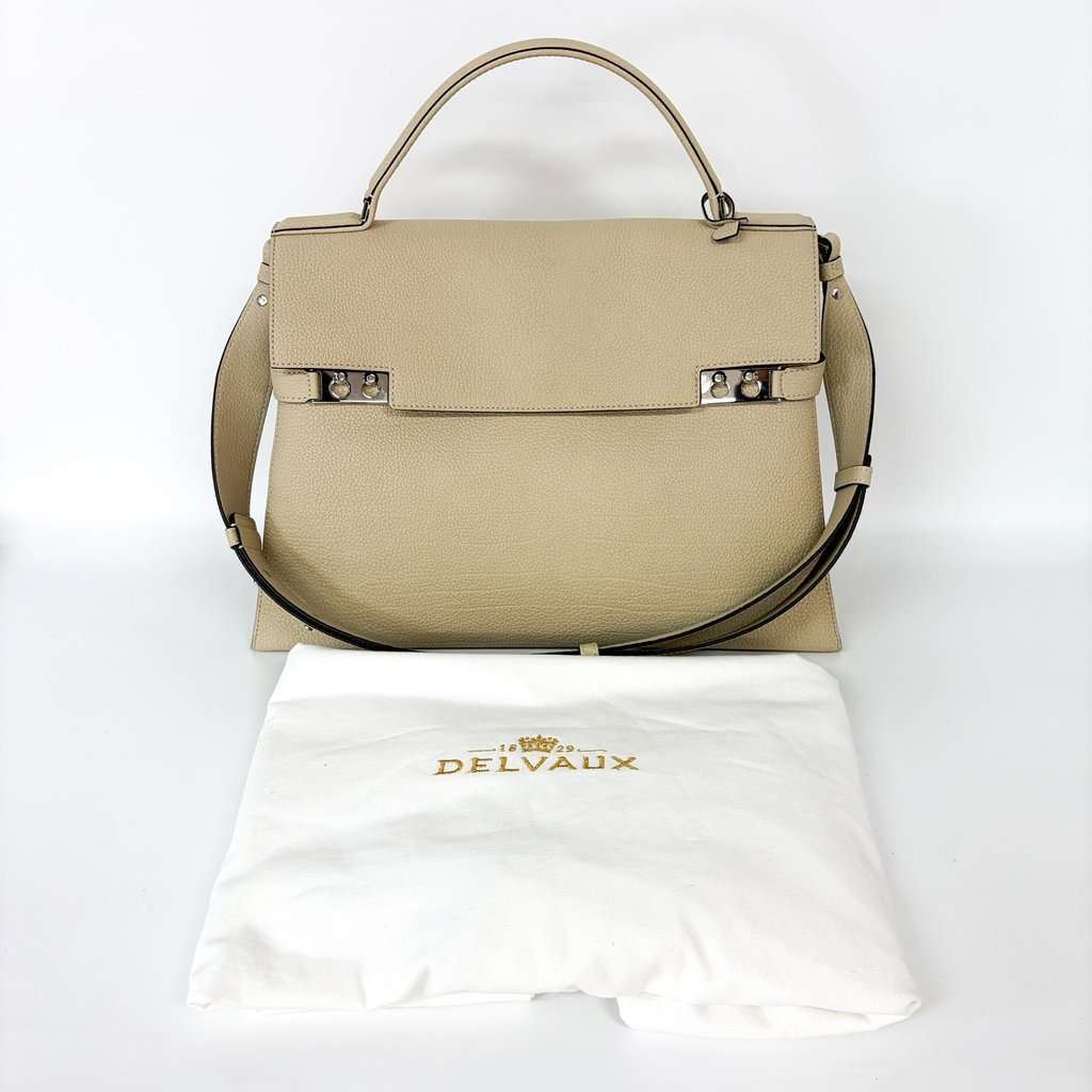 Delvaux Tempet Large Leather Tote Bag Ecru Leather Very good - Back View