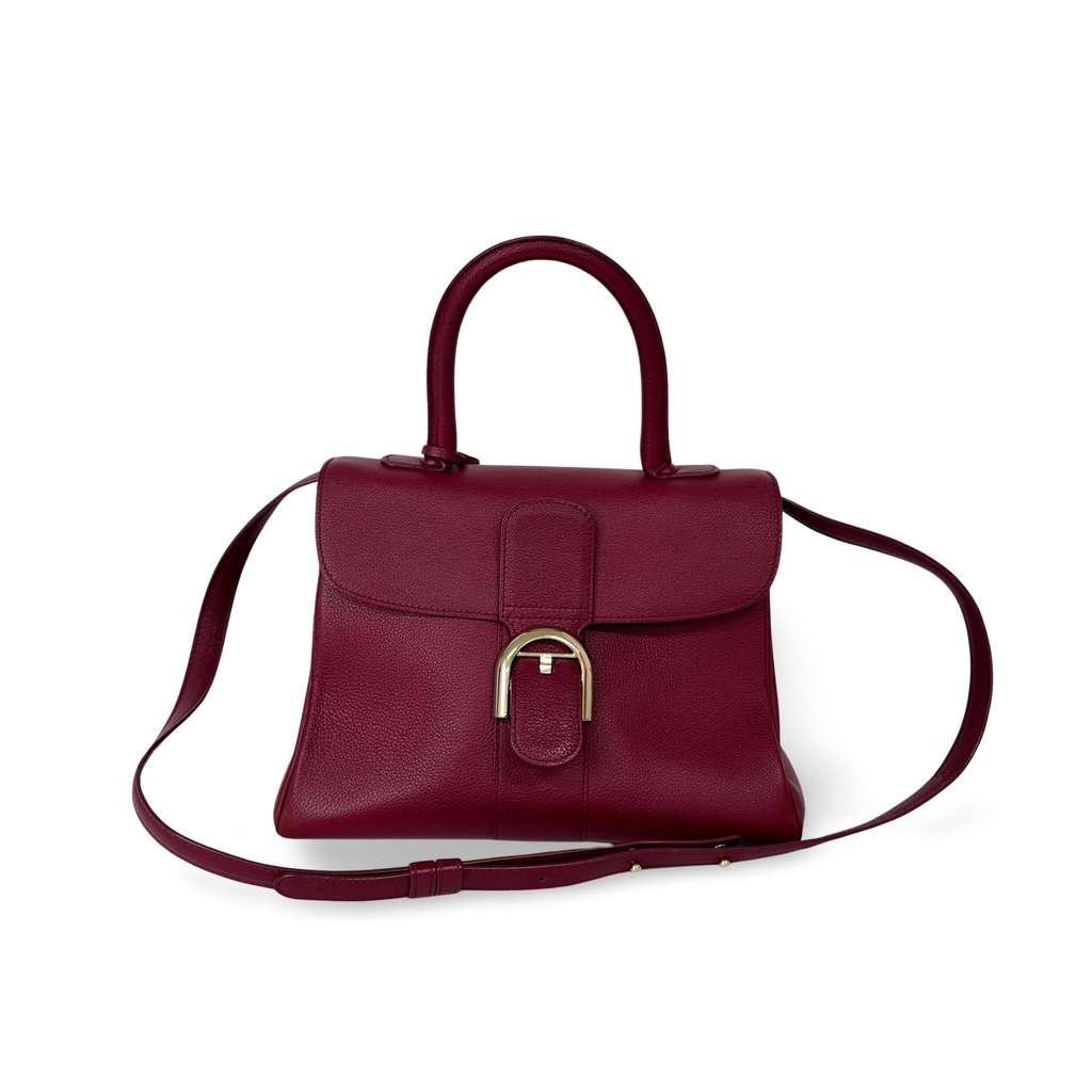 Delvaux Briand MM Rodeo Leather Bordeaux Gold Hardware Pink Leather Good - Front View