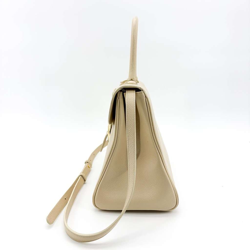 Delvaux Briand MM Rodeo Calf Beige Gold Hardware Beige Leather Good - Model View