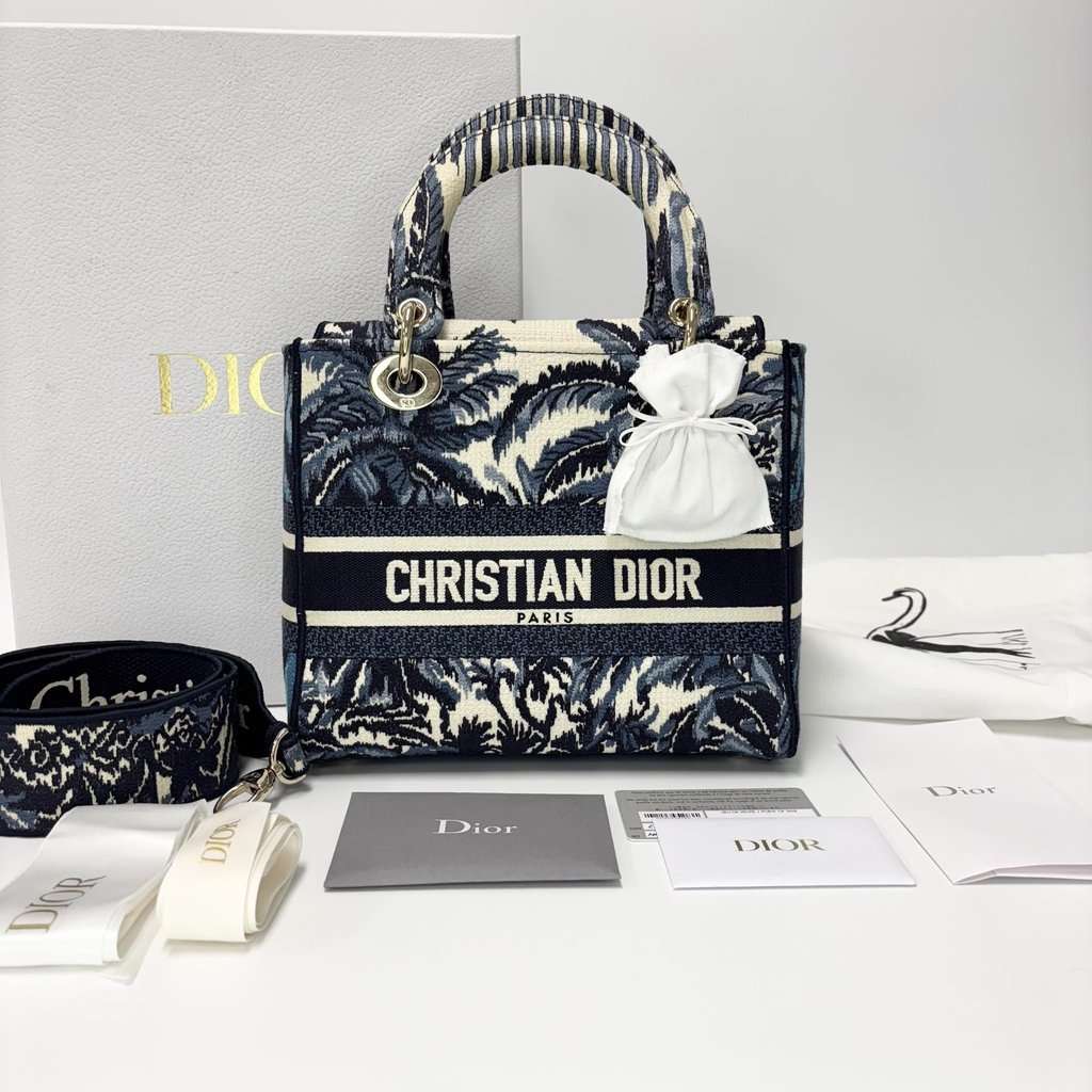 Dior Lady Delight Medium Navy Leather Very good - Back View