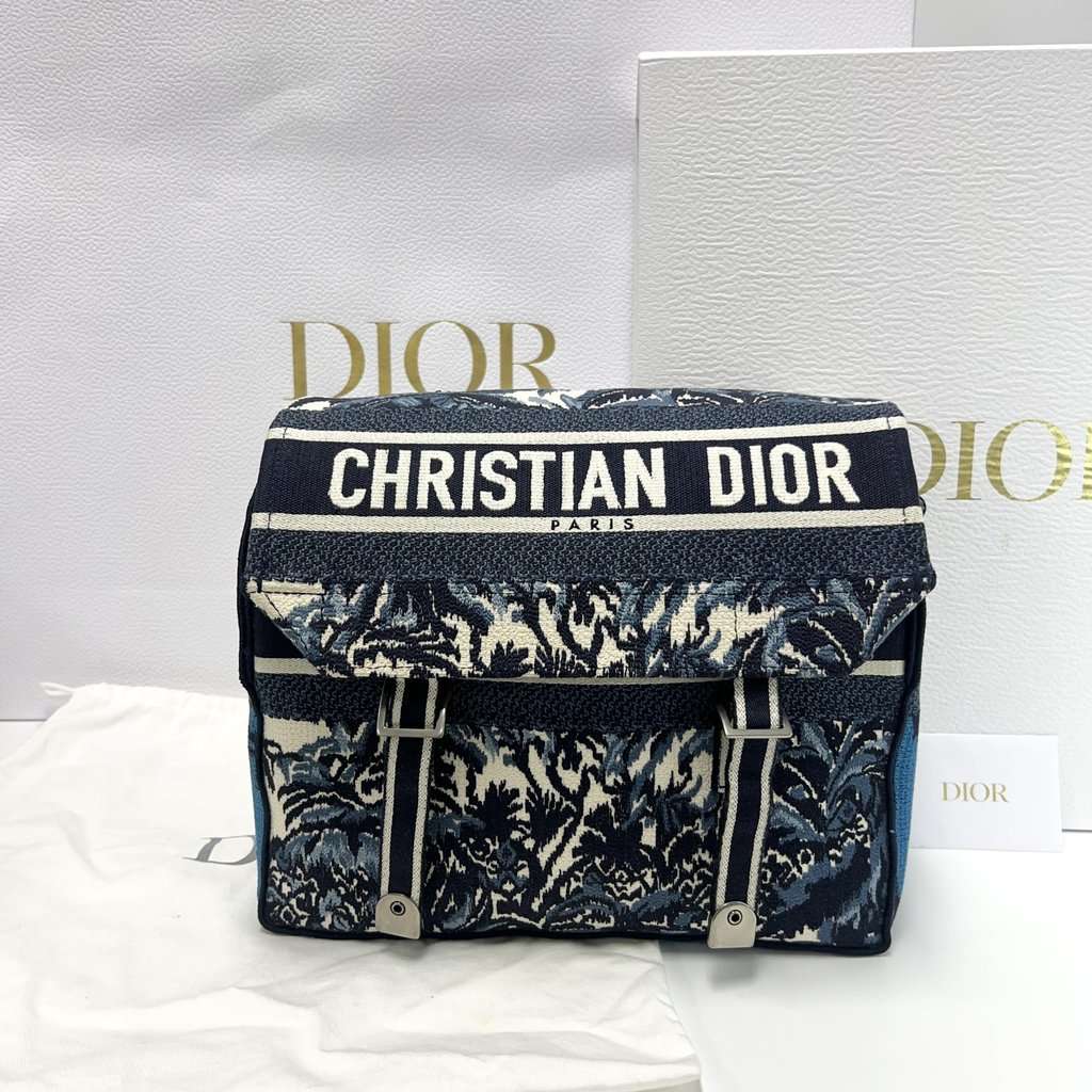 Dior Camp messenger bag Navy Jacquard Very good - Back View