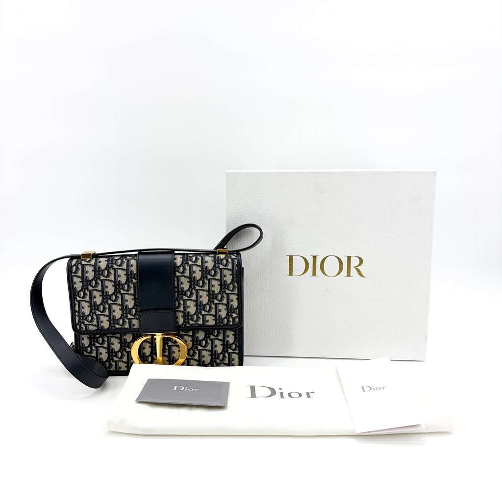 Dior 30 Montaigne Blue Oblique Jacquard Bag MultiColor Jacquard Very good - Back View