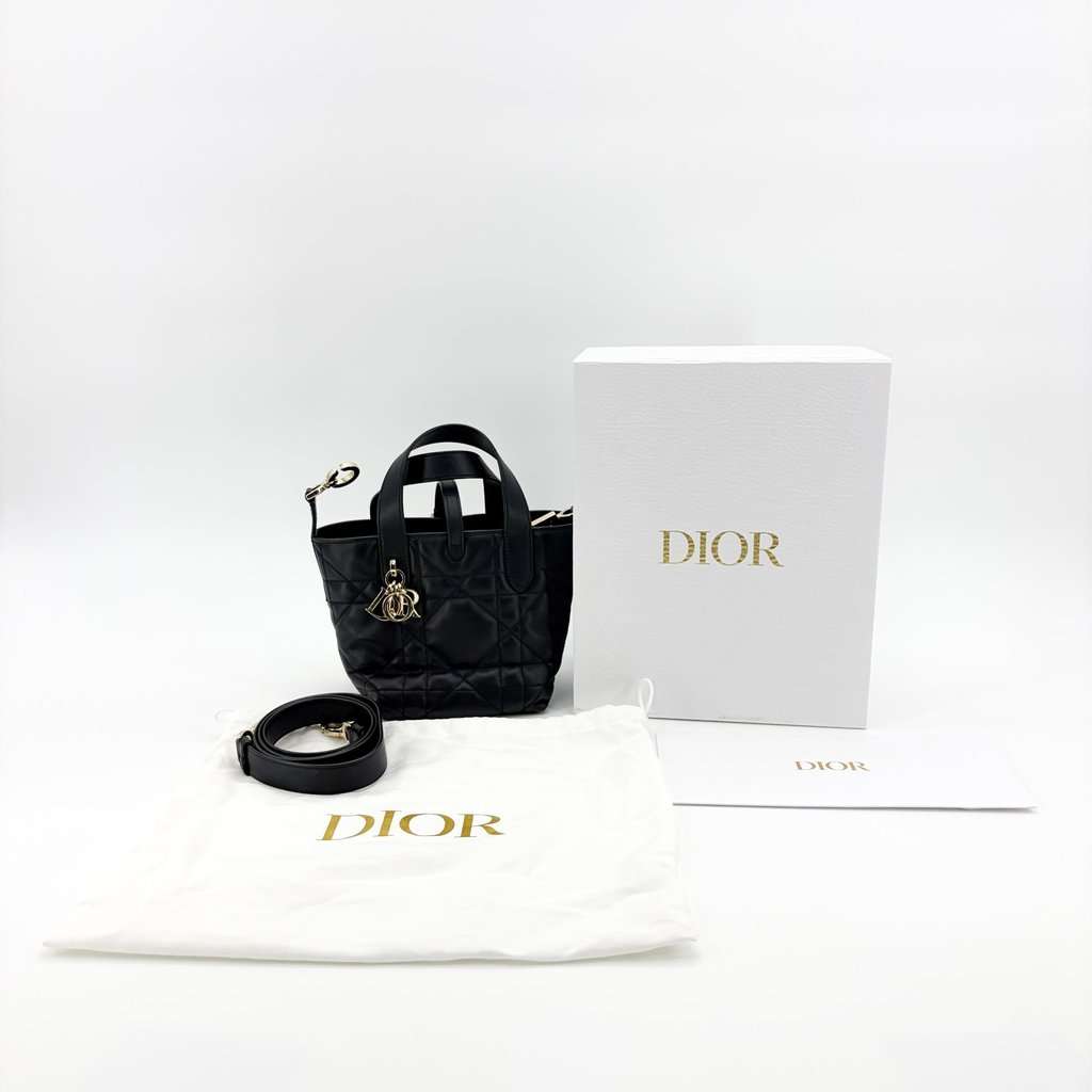 Dior Lady 95.22 Small Bag Black Gold Hardware MultiColor Leather Very good - Back View